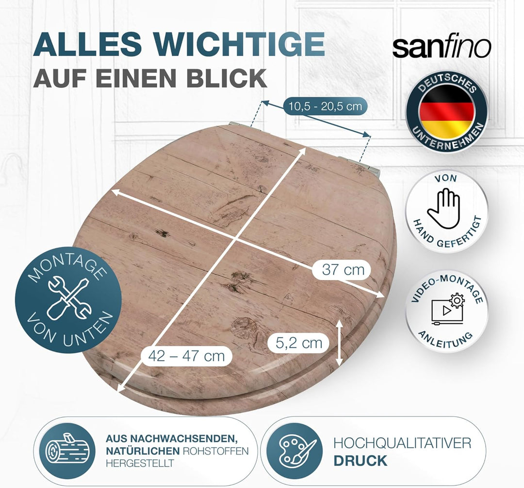 Premium WC Sitz mit Absenkautomatik – hochwertige Toilettendeckel aus Holz, viele bunte Motive, hohe