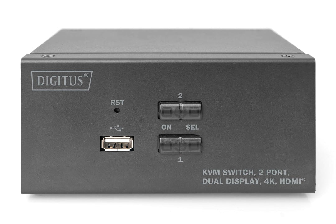 DIGITUS KVM-Switch HDMI – 2-Port Dual-Display – 2 PC 2 Monitore – 1x Maus, Tastatur &amp; Audio für 2 Co