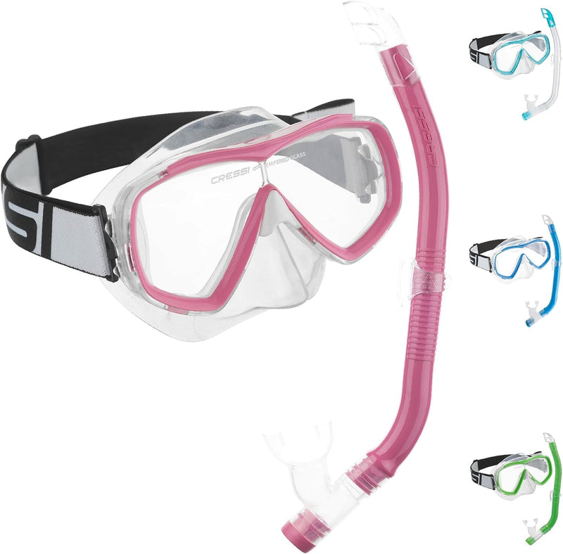 Cressi Estrella Jr - Maske zum Tauchen und Schnorcheln Transparent/Rosa Maske + Schnorchel, Transpar