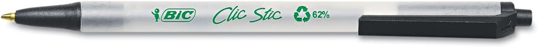 BICamp;reg; ecoLutions Clic Stic Retractable Ballpoint Pen, Black Barrel/Ink, Med Pt, 12/Dz