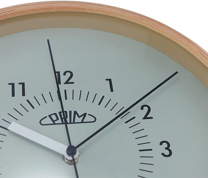 PRIM Organic Design Retrospect Wanduhr, Wood Clock, aus Holz, Zifferblatt in Grau, die Nicht stört,