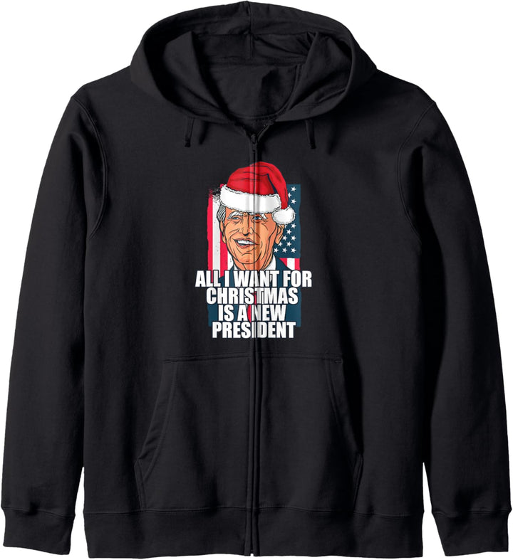 ALL I WANT FOR CHRISTMAS IS A NEW PRESIDENT Biden 2020 Meme Kapuzenjacke
