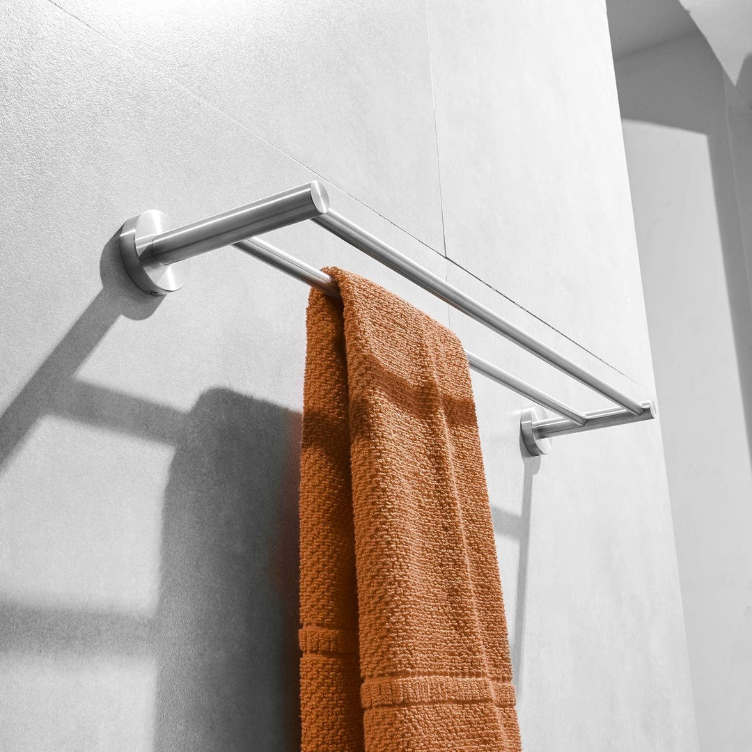 Leekayer Badezimmer-Handtuchhalter, 40 cm, Doppelarm, gebürstetes Nickel, Handtuchring, Edelstahl, z