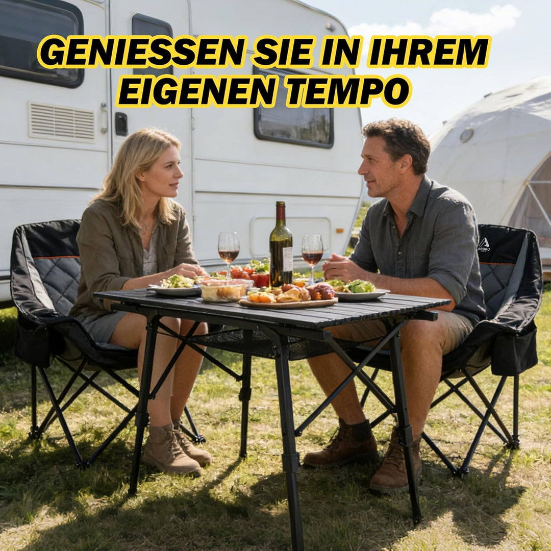 Campingtisch faltbar Klapptisch 90×53cm mit Aluminiumrahmen Aufrollbare Tischplatte Falttisch klappb