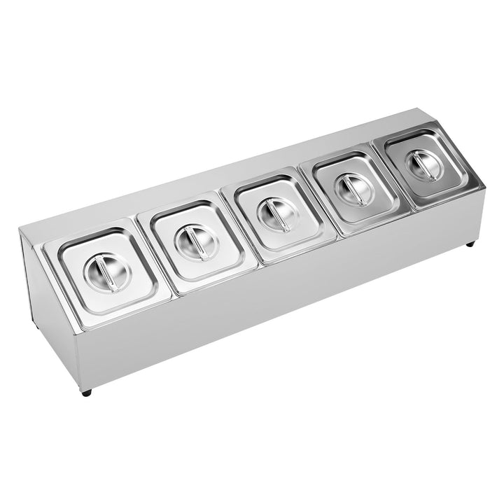 Edelstahl Zutatenbehälter Lebensmittelbehälter | 5 x 1.5L Catering Beilagenbehälter mit Deckel | 86