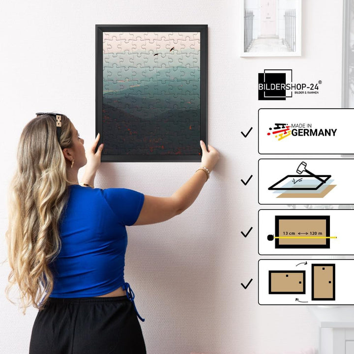 Bildershop-24 Puzzlerahmen PRIO 50x70cm Schwarz (matt) für ca. 500-1000 Teile, Schwarz (Matt)