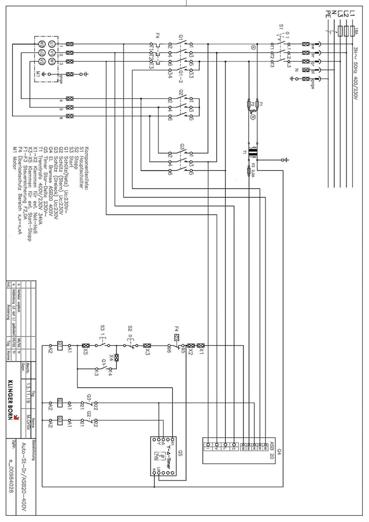 Stern-Dreieck-Starter, automatisch, bis 7,5kW mit elektr. Bremse, Hauptschalter