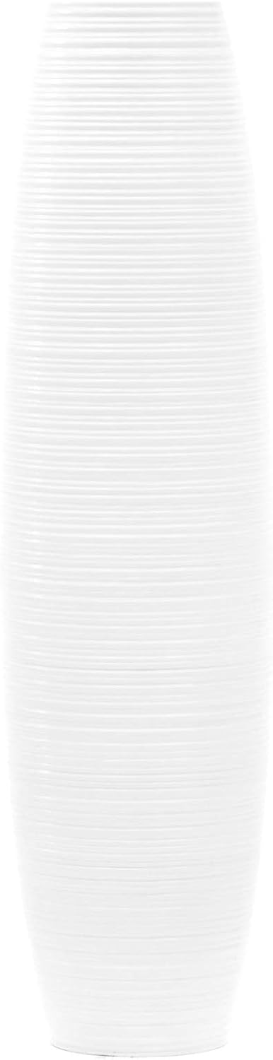 Leewadee Grosse Bodenvase für Dekozweige hohe Standvase Design Holzvase, Holz, 70 cm, Weiss 70 cm We