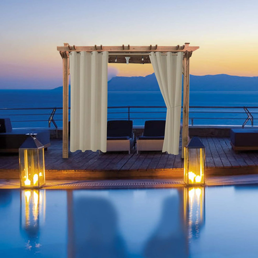ele ELEOPTION Outdoor Vorhänge Wasserabweisend, UV Schutz Outdoor Vorhang mit Ösen,Winddicht Blickdi