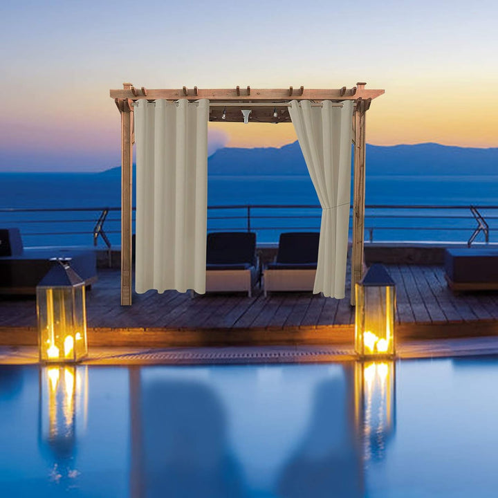 ele ELEOPTION Outdoor Vorhänge Wasserabweisend, UV Schutz Outdoor Vorhang mit Ösen,Winddicht Blickdi