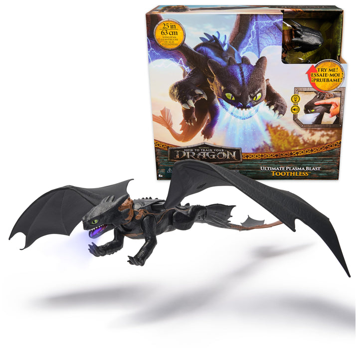 Dreamworks Dragons – Plasma Blast Ohnezahn, 51cm lange Drachenfigur mit Licht- und Soundeffekten, Sp