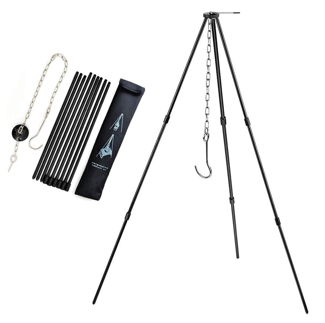 Kochen Stativ im Freien, BBQ Dreibein, Grillgeräte Campinggrills mit Kette und Haken, zum Kochen, Tr