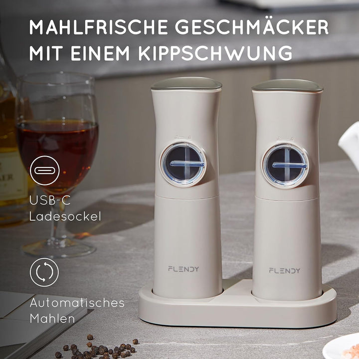 Schwerkraft elektrische Salz und Pfeffermühle Set, 2er-Set Wiederaufladbare elektrische Salz und Pfe