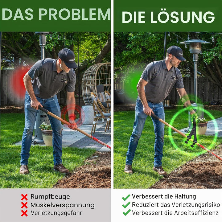 Schneeschaufel rückenschonender Aufsatz | verwandelt normales in ergonomisches Hofwerkzeug | Griffbe