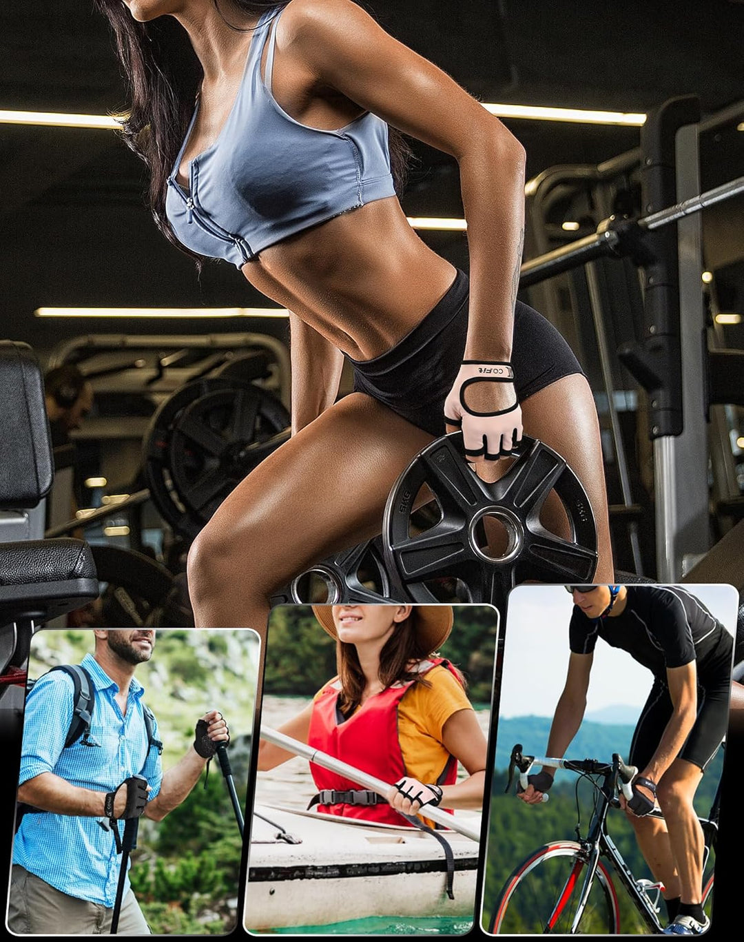 COFIT Atmungsaktiv Fitness Handschuhe, rutschfest Trainingshandschuhe Damen und Herren mit Handgelen