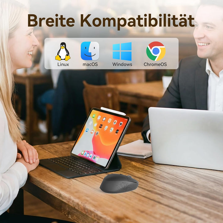 TECKNET Bluetooth Kabellose Maus Silent Tri-Mode 2.4G Wiederaufladbar | 3 einstellbare DPI, ergonomi