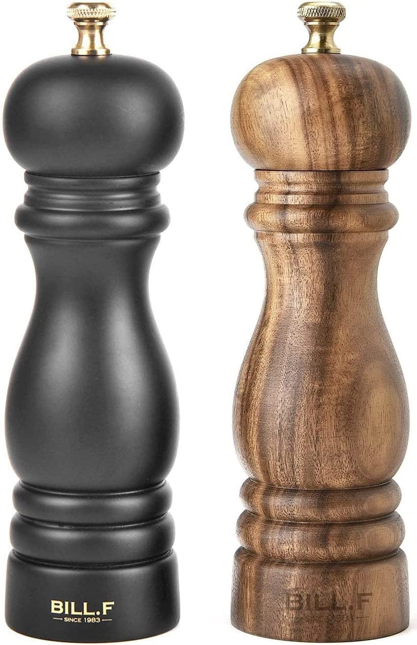 Bill.F Salz- und Pfeffermühlen-Set,Holz-Pfeffermühle Set mit 2 manuellen Salz- und Pfefferstreuern,