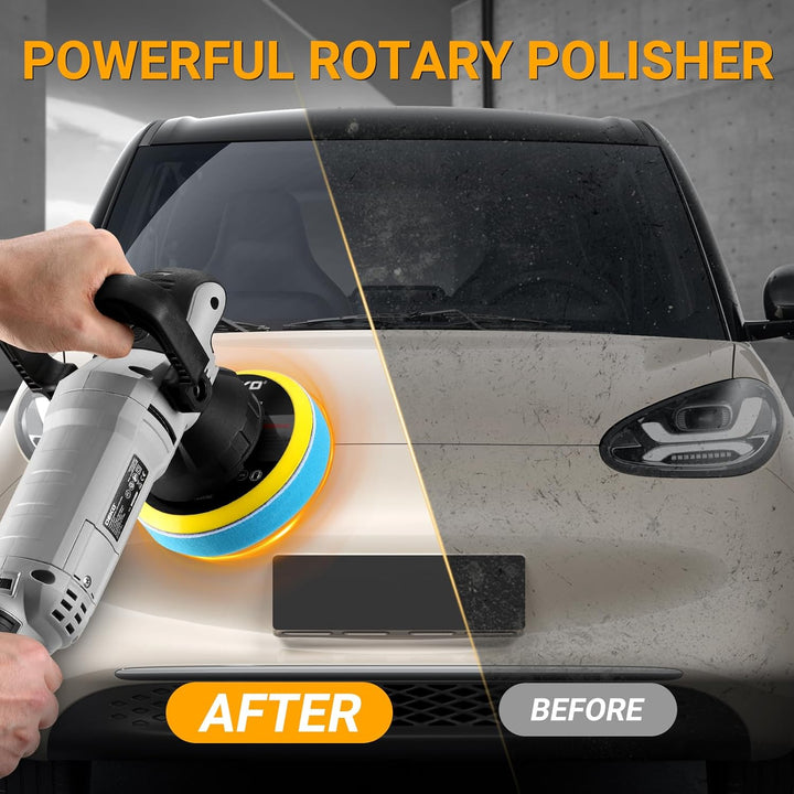 Poliermaschine Auto 900W: DEKOPRO Doppelte Aktion Exzenter poliermaschine Set mit 150 MM Pad, 6 Vari
