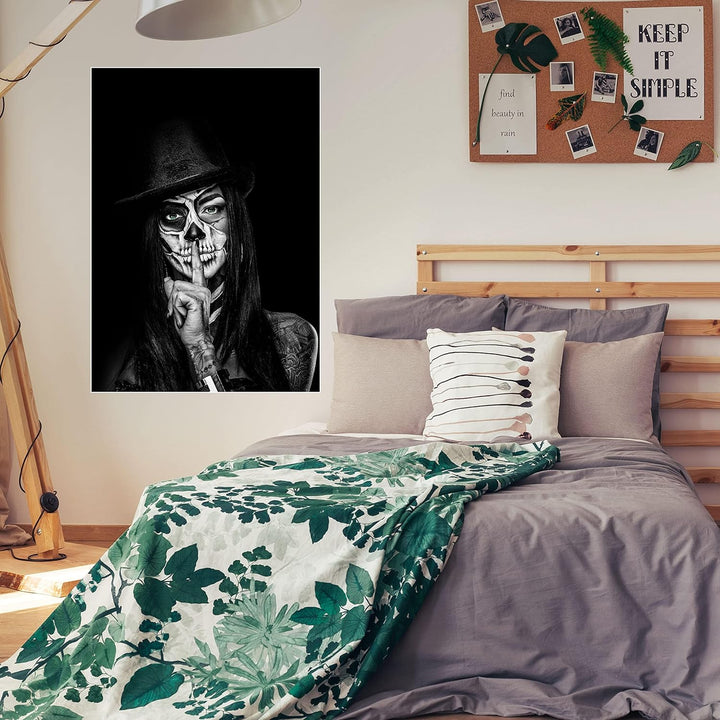 wandmotiv24 Poster als Wanddeko, Grösse Din A0, Model mit Totenkopf Makeup, Schminke, Grüne Augen, F