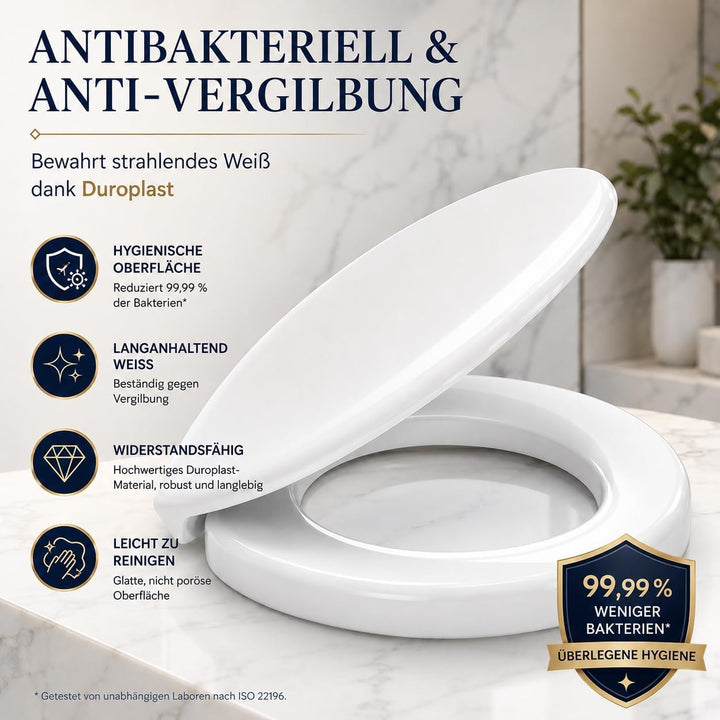 WC-Sitz erhöht 5cm für ältere/behinderte Menschen, WC-Sitzerhöhung Toilettensitz aus Duroplast, leis