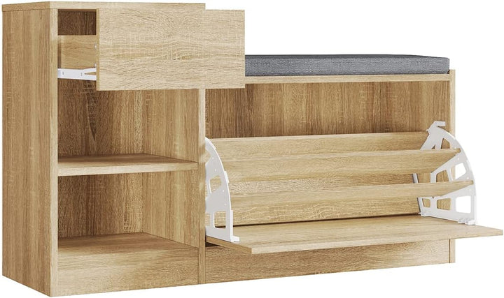 SUNXURY Schuhschrank Schuhbank mit Sitzfläche Schuhregal mit Stauraum Sitzbank Stauraum Verstellbare