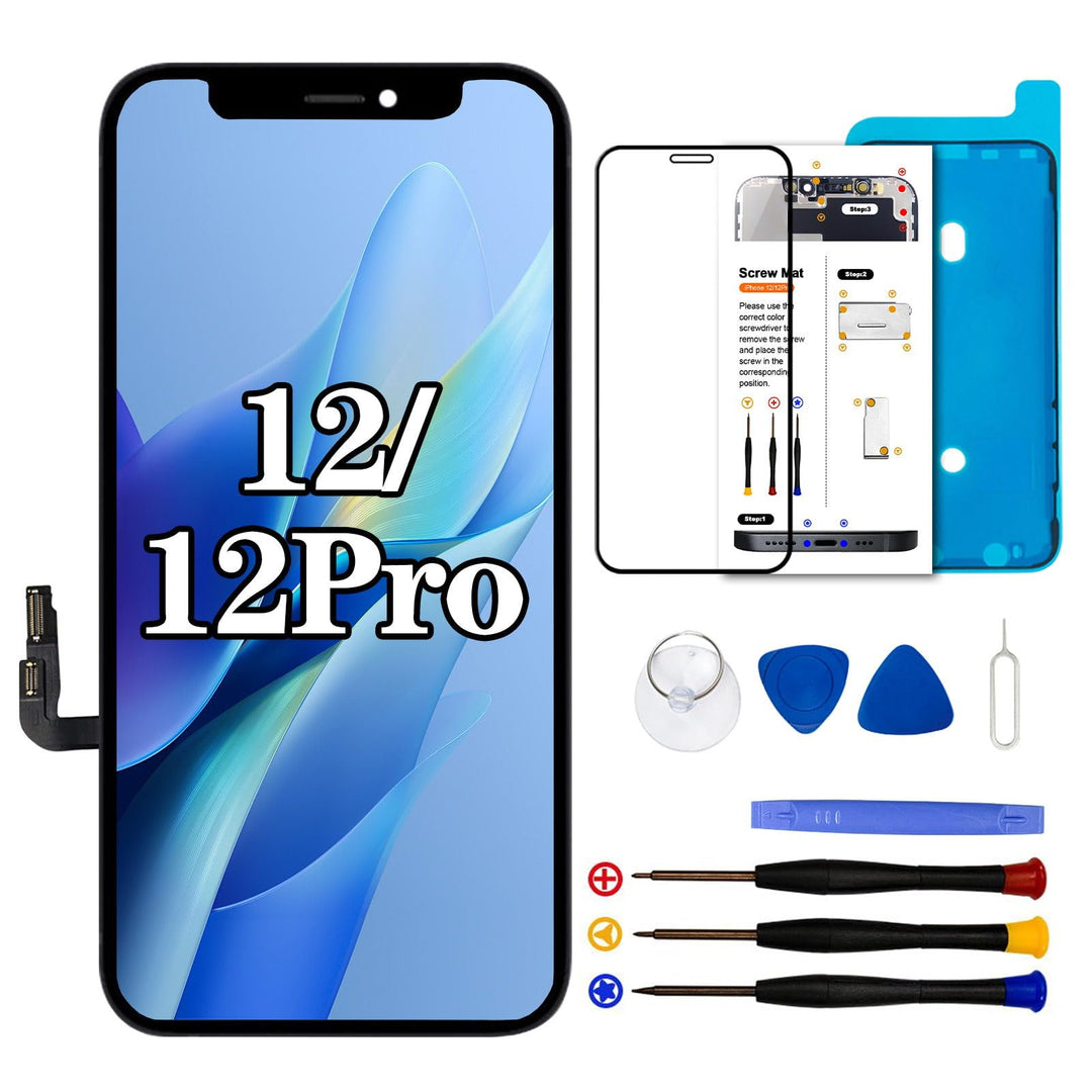 Dinow Display für iPhone 12 12 Pro, 6.1" Bildschirm für iPhone 12 für iPhone 12 Pro Full HD 3D Touch