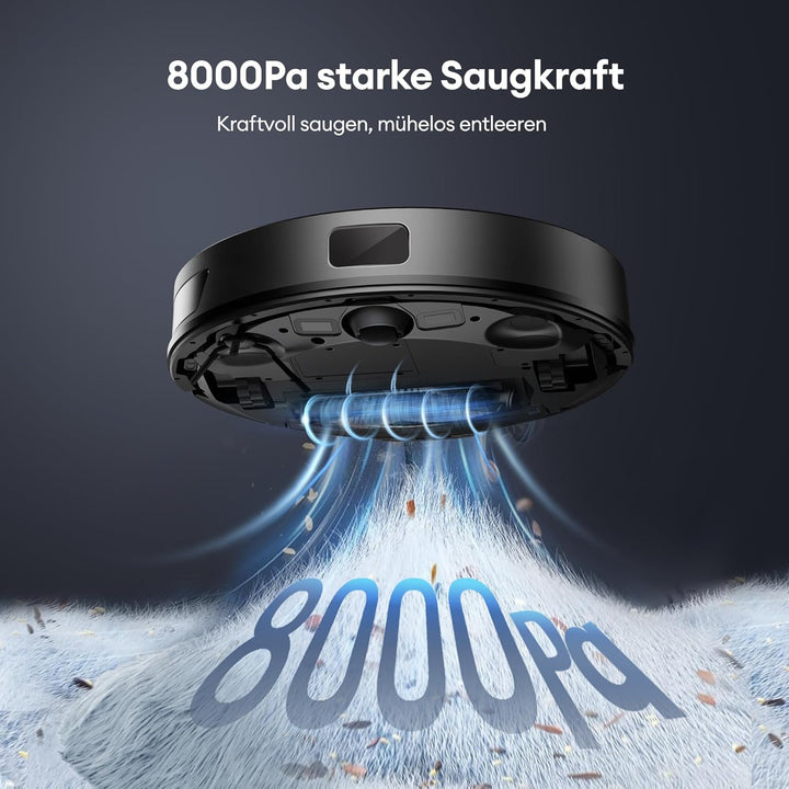 Ultenic Saugroboter mit Wischfunktion, 8000Pa Saugkraft, 180Min Laufzeit, 3 in 1 Saug und Wischrobot