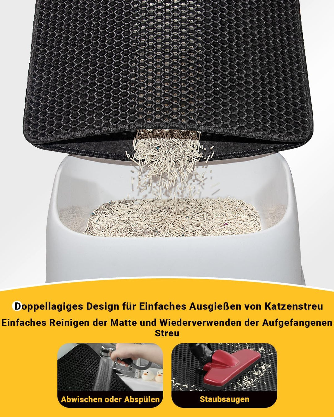 Ycozy Extra Grosse Katzenklo Matte 90 X 60 cm Katzenstreu Matte für Mehrere Katzentoiletten Grosse W