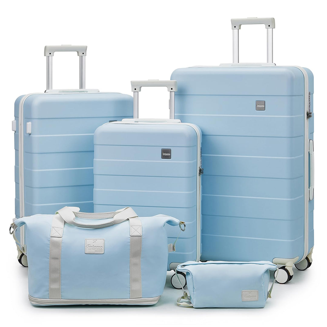 imiomo Kofferset 5tlg Hartschale mit 4 Rollen und TSA-Schloss Der Gepäcksets Enthält 1 Kosmetikkoffe