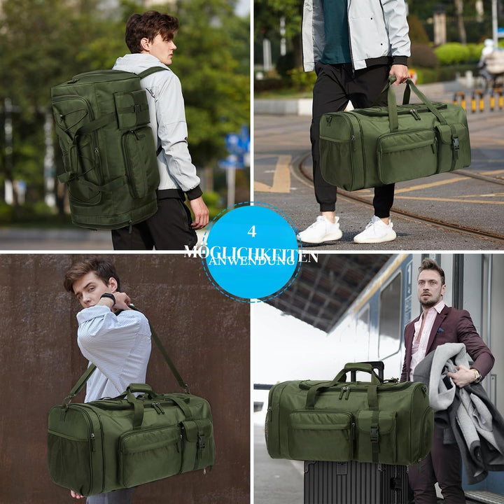 70L Sporttasche Herren Gross Reisetasche Rucksack mit Schuhfach Wasserdicht Fitness Trainingstasche