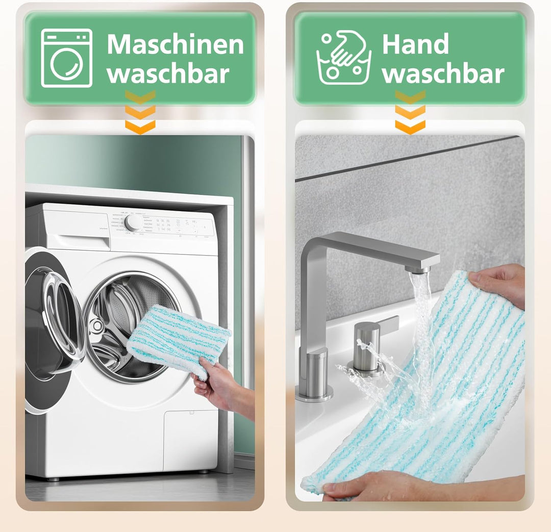 6 Pack Ersatz-Wischbezüge für Leifheit Clean Twist M Ergo Micro Duo/Power CLEAN M,für Alle Böden Eff