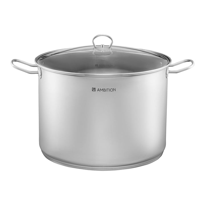 AMBITION Grosser Topf mit Deckel 25l Acero ⌀ 36 cm Edelstahl Hochtopf alle Herdarten Induktion Spülm