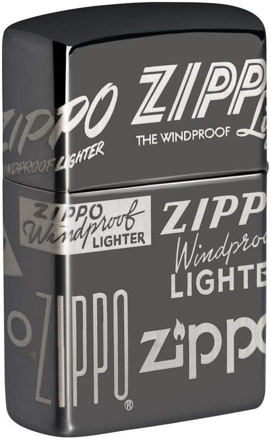 Zippo 49051 – Zippo Logo Design - Black Ice – Sturmfeuerzeug, nachfüllbar, in hochwertiger Geschenkb