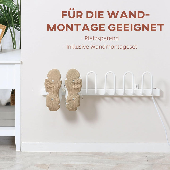 HOMCOM Elektrischer Schuhtrockner 60 W, Wandmontage Stiefelwärmer für 3 Paar Schuhe, Trockengestell