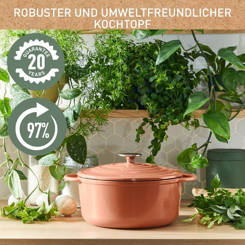 Tefal E26004 LOV Kochtopf 25 cm| wiedergewonnenes Gusseisen| optimale Wärmespeicherung| für alle Her