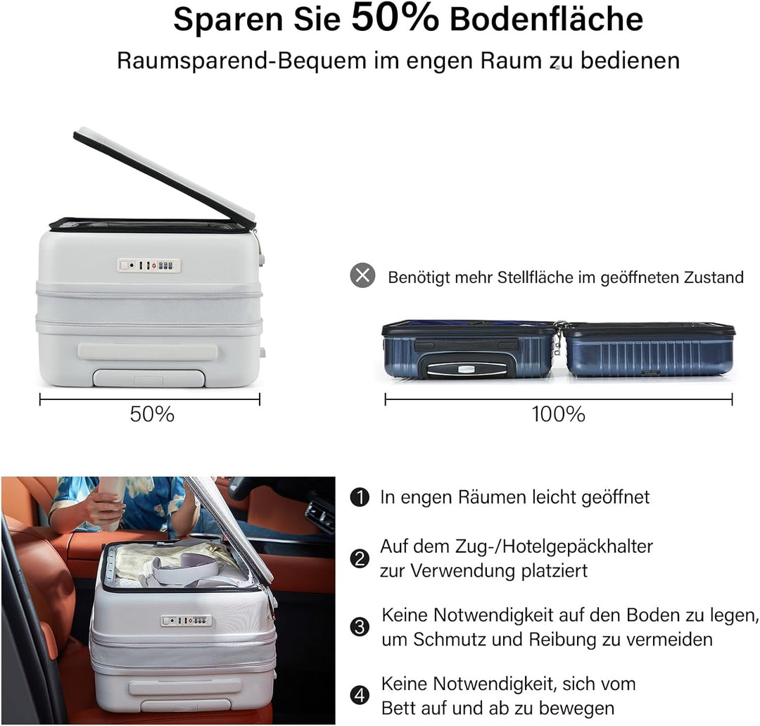 Hanke Koffer Gross Erweiterbarer Hartschalenkoffer Gross Leichter Frontöffnung Koffer mit TSA-Schlos