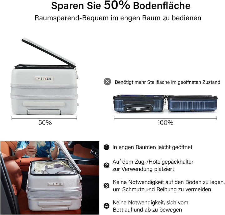 Hanke Koffer Gross Erweiterbarer Hartschalenkoffer Gross Leichter Frontöffnung Koffer mit TSA-Schlos