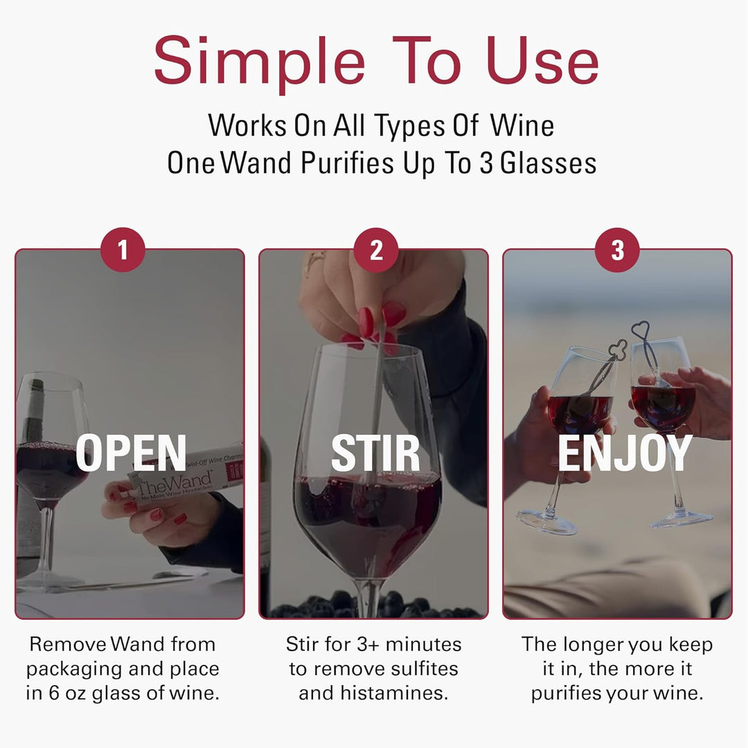 PureWine Weinfilter „The Wand“ mit Weinglas-Anhänger | Entfernt Histamine & Sulfite – weniger Kopfsc