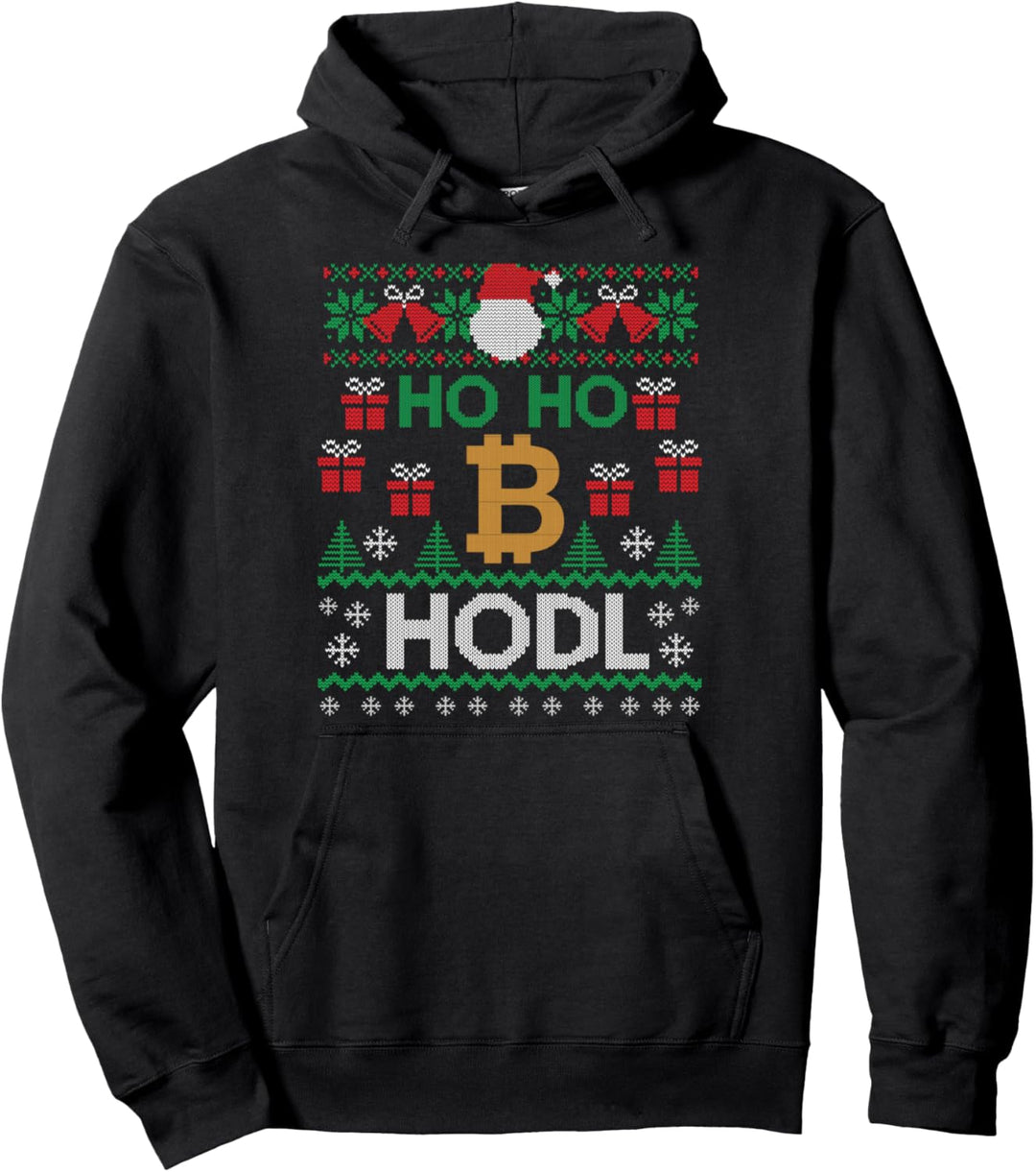 Cryptocurrency Ho ho Hodl Bitcoin Ugly Christmas Sweater Pullover Hoodie