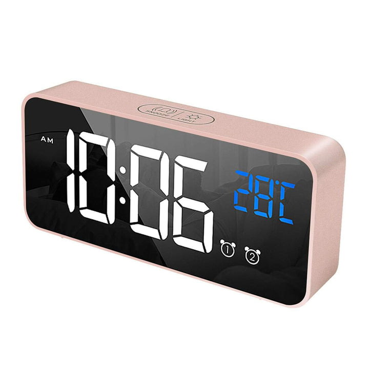 HOMVILLA Wecker, Wecker Digital mit Grosse LED Temperaturanzeige, Digitaler Wecker mit Dual Alarm, S