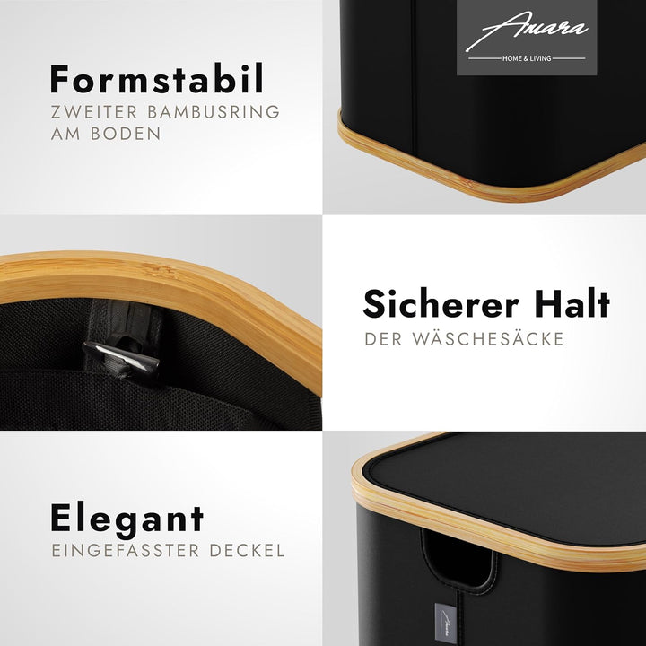Amara Home & Living - 155 L Wäschekorb mit Deckel - Extra stabiler Wäschekorb-Wäschesammler-Aufbewah