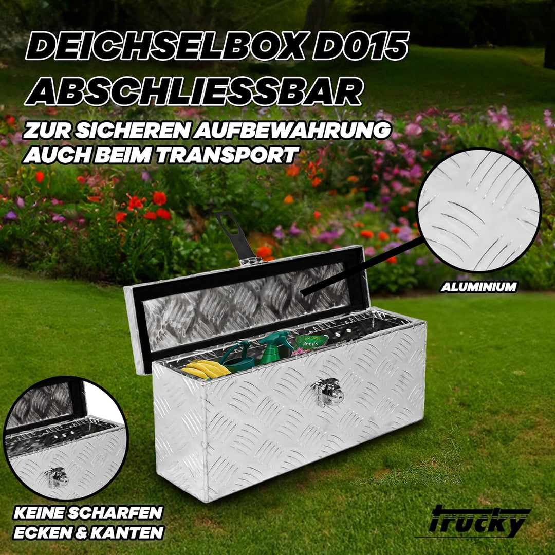 Trucky Truckbox aus Aluminium, Modell D015, 50x14x20cm, Abschliessbar, Robustes Riffelblech, inklusi