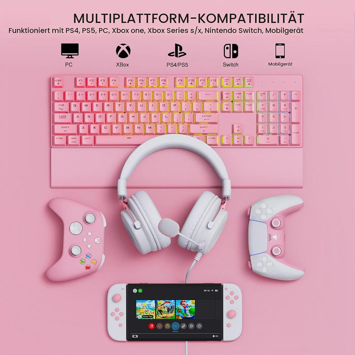 EKSA E900 Gaming Headset, PC Headset mit Abnehmbar Mikrofon mit Geräuschunterdrückung, 3D Surround S