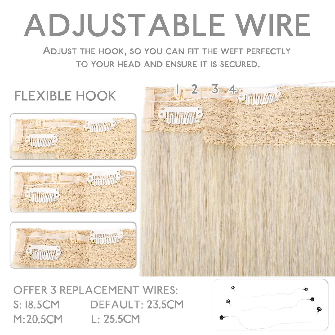 WENNALIFE Secret Hair Extensions Echthaar, 40cm 16 Inch 75g Platinblond Remy Haarverlängerung Echtha