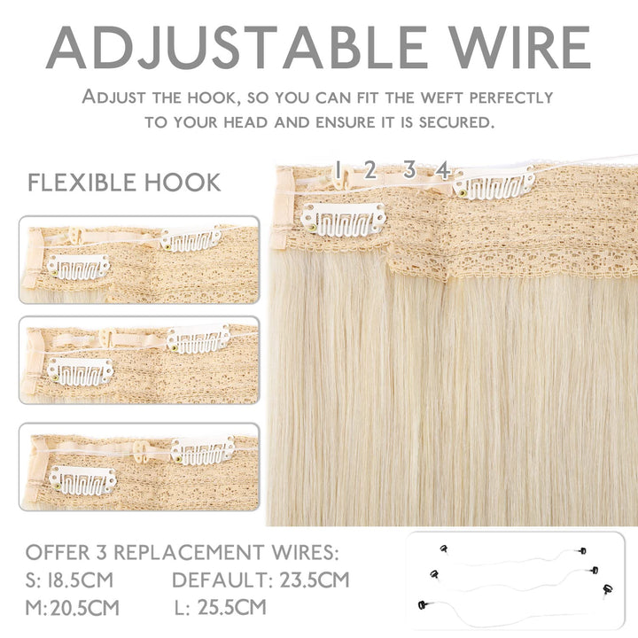 WENNALIFE Secret Hair Extensions Echthaar, 40cm 16 Inch 75g Platinblond Remy Haarverlängerung Echtha