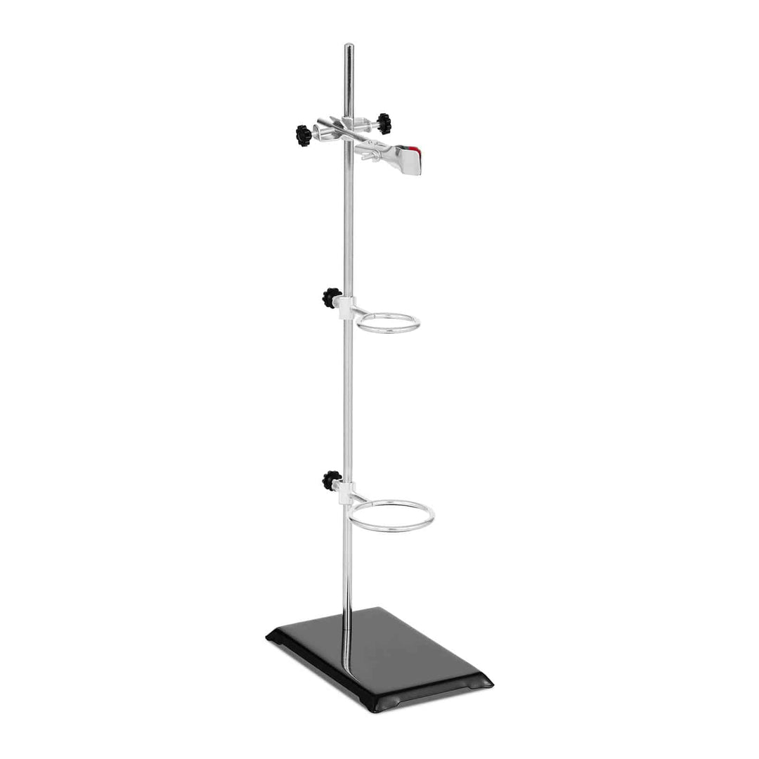 Steinberg Systems SBS-LS-300 Laborstativ mit Klemme, Muffe und 2 Ringen Standfläche 21,2 x 13,7 cm L