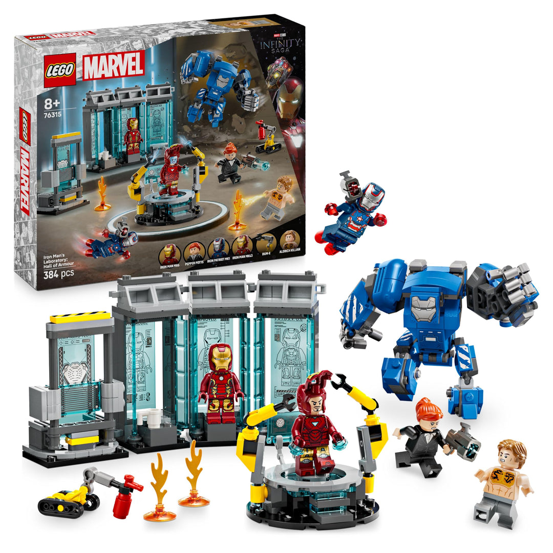 LEGO | Marvel Iron Mans Labor: Halle der Rüstungen - Superhelden Spielzeug mit Einer Mech Figur, 5 M