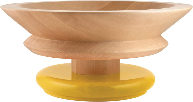 Alessi ES15 Schale aus Lindenholz. Lackierter Fuss, gelb 100 Values Collection, Steel