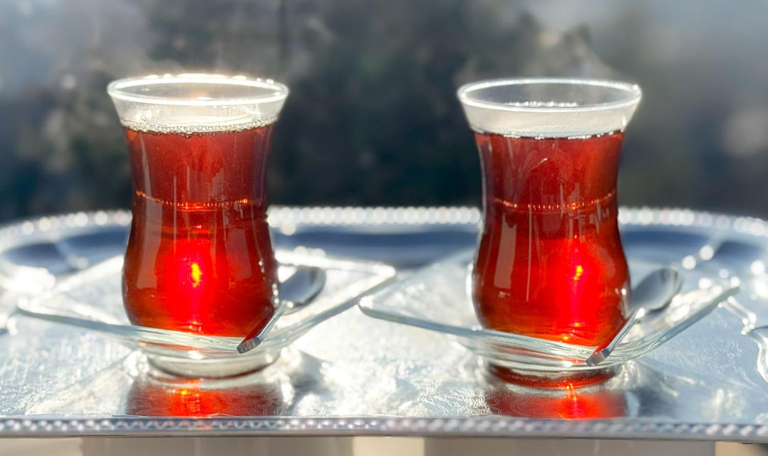 Topkapi - 18-tlg Türkisches Tee-Set Jasmin-Sultan mit Optik Effekt, 6 Teegläser, 6 Untersetzer, 6 Te