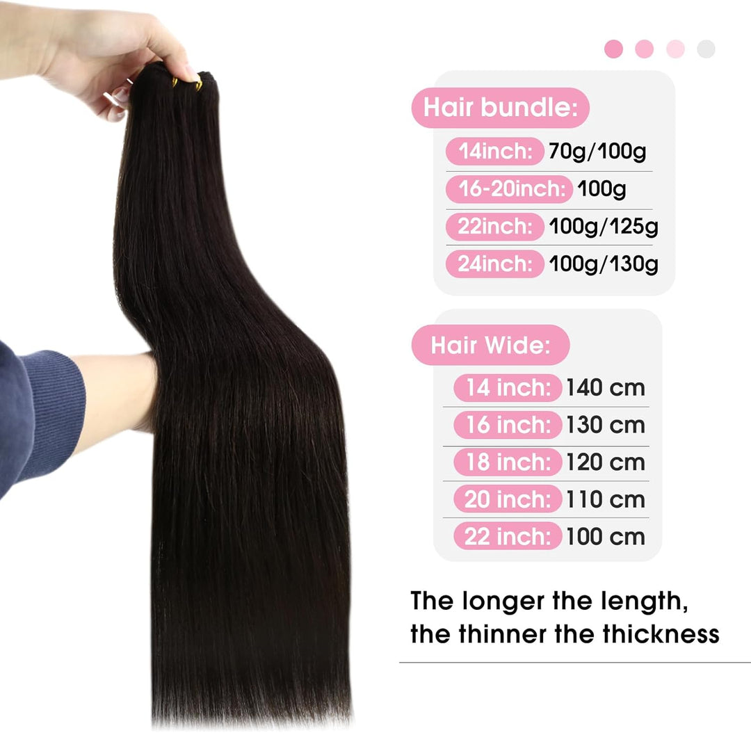 YoungSee Echthaar Extensions Tressen Braun Tressen Echthaar 50 cm Echthaar Tressen Braun Haartressen
